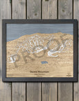 Stowe Mountain, VT Ski Trail Map Artwork Slopes Mountain Art 23" x 28" Midnight Grey 