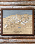 Stowe Mountain, VT Ski Trail Map Artwork Slopes Mountain Art 23" x 28" Rustic Kona 