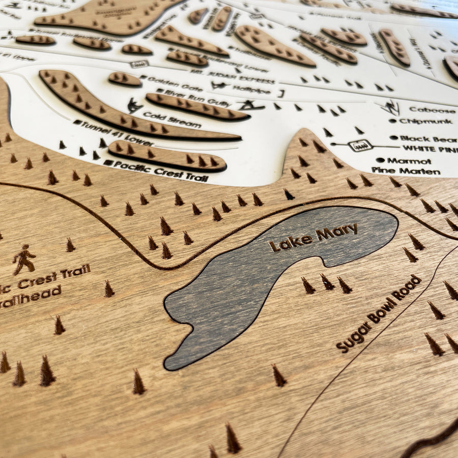 Sugar Bowl, CA Ski Trail Map Artwork Slopes Mountain Art   