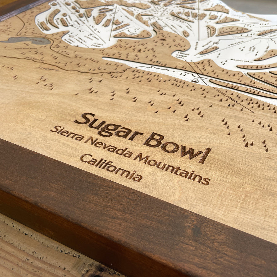 Sugar Bowl, CA Ski Trail Map Artwork Slopes Mountain Art   