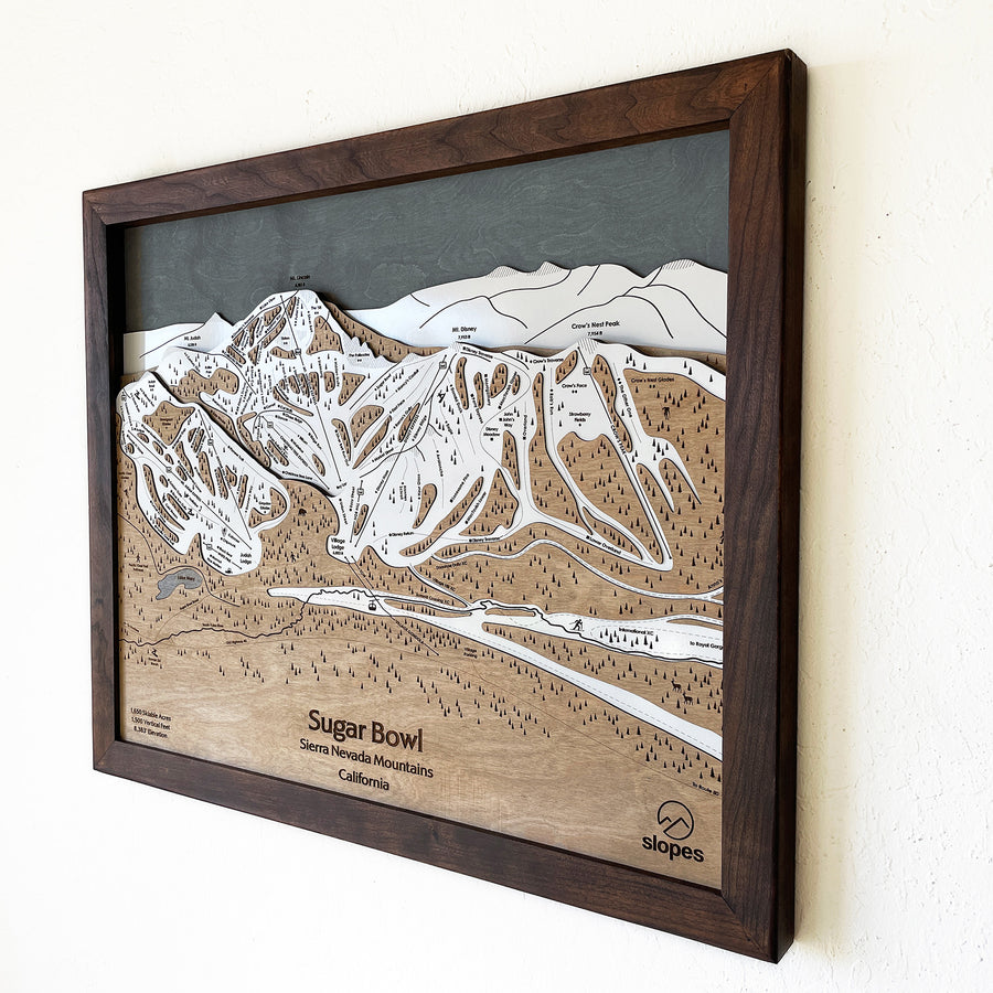 Sugar Bowl, CA Ski Trail Map Artwork Slopes Mountain Art   