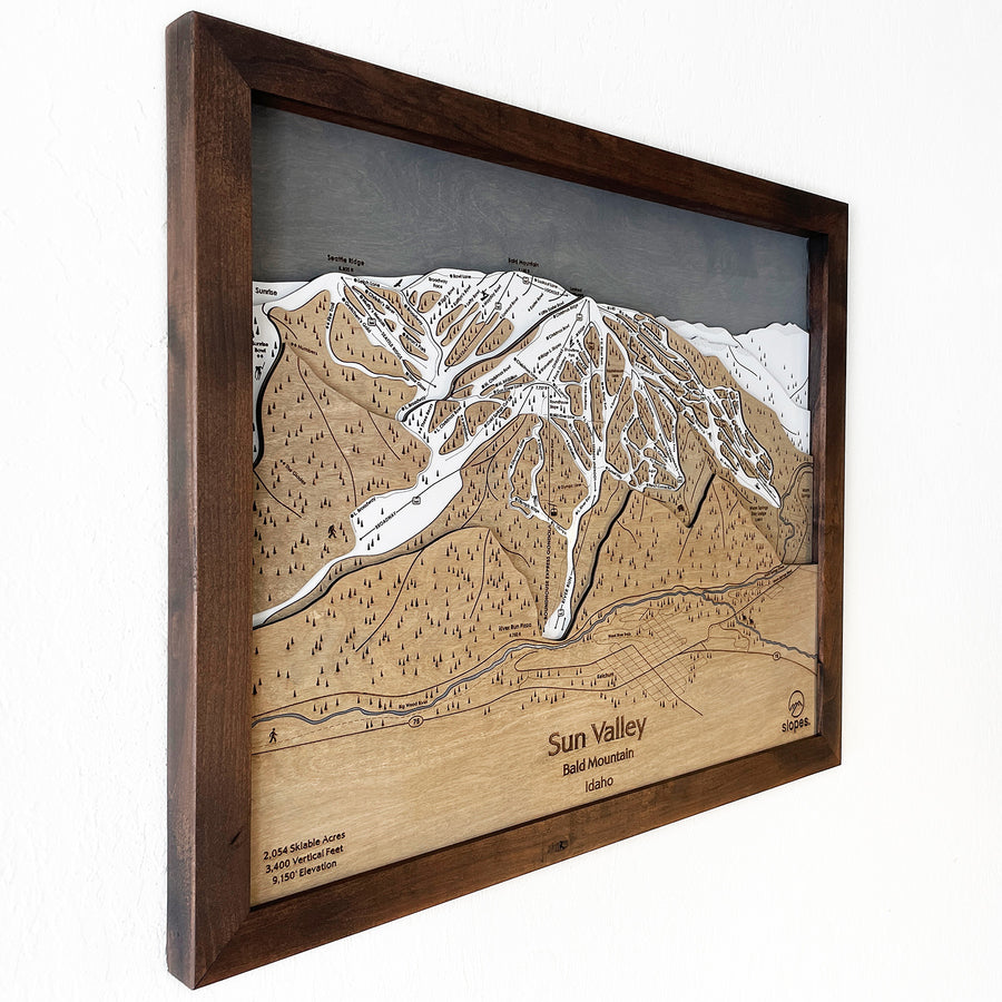 Sun Valley, ID Ski Trail Map Artwork Slopes Mountain Art   