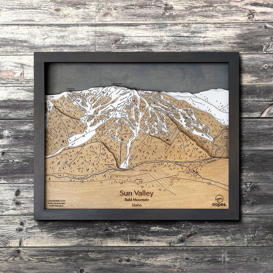 Sun Valley Ski Trail Map  3D Wooden Trail Map Art – Slopes Mountain Art