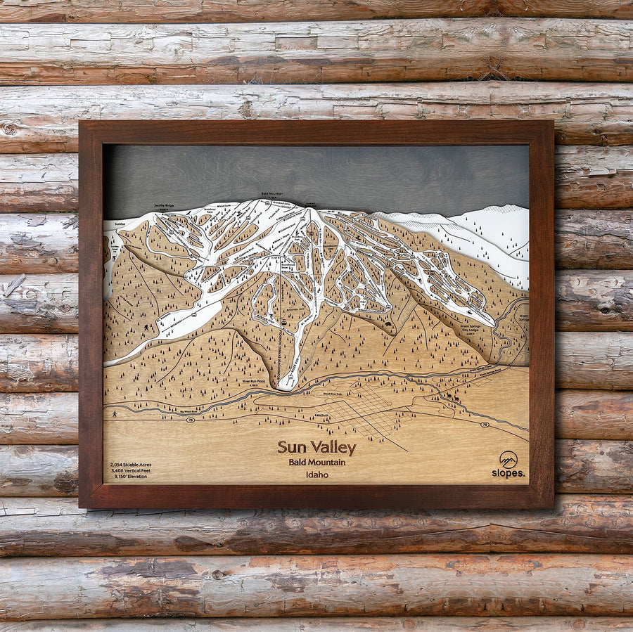 Sun Valley, ID Ski Trail Map Artwork Slopes Mountain Art   