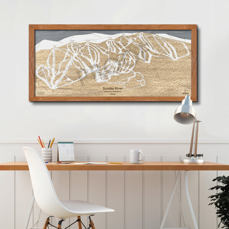 Sunday River, ME Ski Trail Map Artwork Slopes Mountain Art   