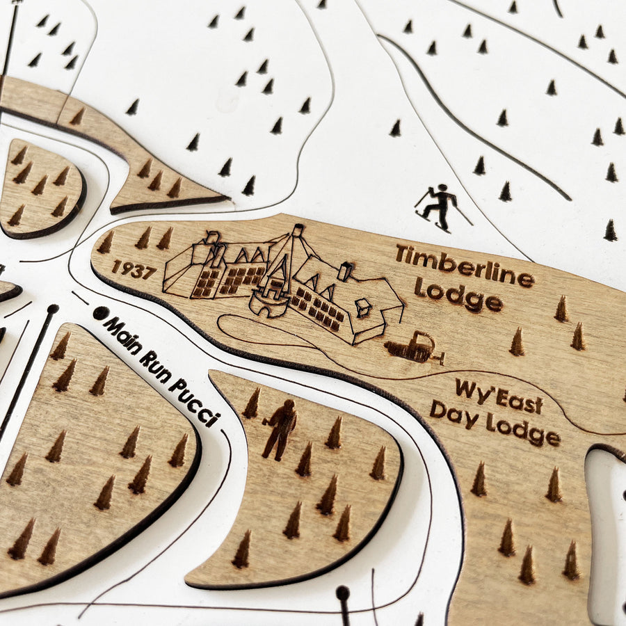 Timberline, OR Ski Trail Map Artwork Slopes Mountain Art   