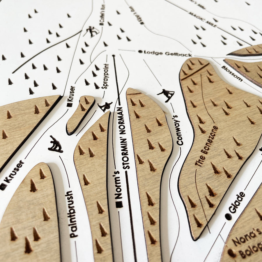 Timberline, OR Ski Trail Map Artwork Slopes Mountain Art   