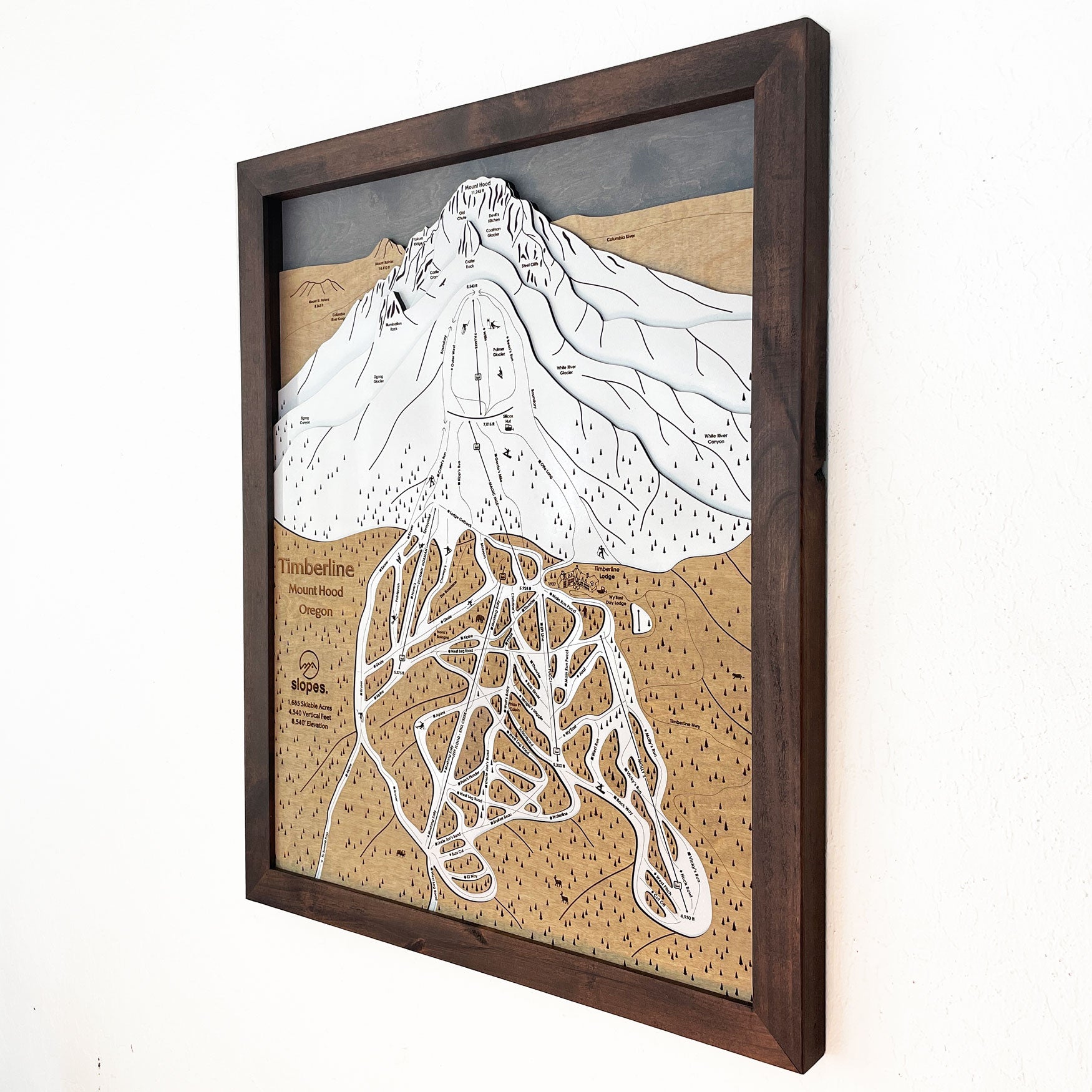 Timberline, OR Ski Trail Map Artwork Slopes Mountain Art   