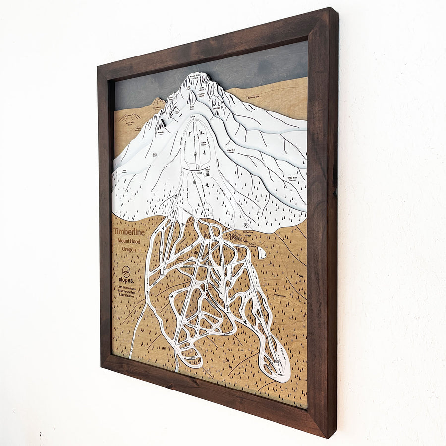 Timberline, OR Ski Trail Map Artwork Slopes Mountain Art   