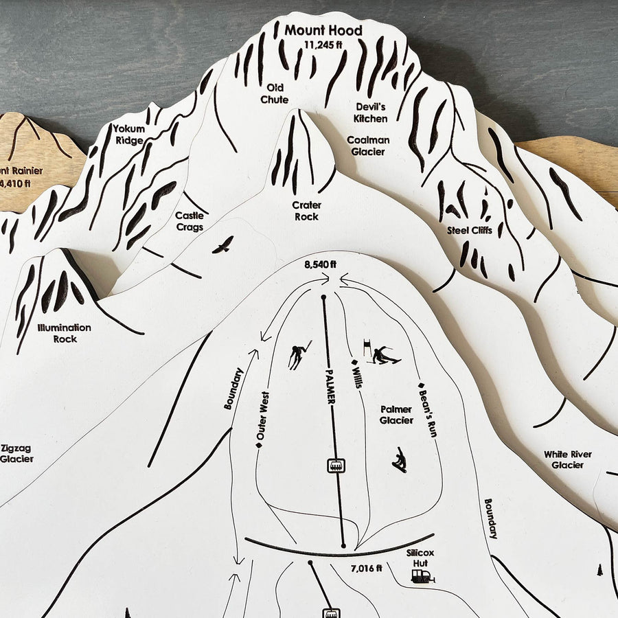 Timberline, OR Ski Trail Map Artwork Slopes Mountain Art   