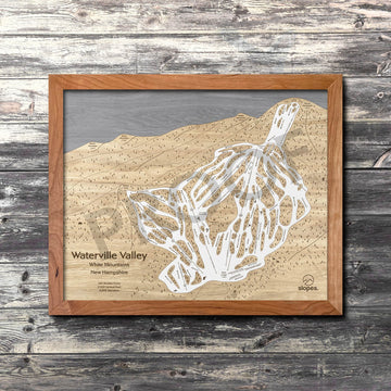 Waterville Valley, NH Ski Trail Map Artwork Slopes Mountain Art 23" x 28" Natural 