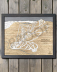 Whiteface Mountain, NY Ski Trail Map Artwork Slopes Mountain Art 23" x 28" Midnight Grey 