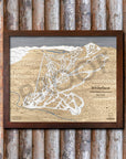 Whiteface Mountain, NY Ski Trail Map Artwork Slopes Mountain Art 23" x 28" Rustic Kona 