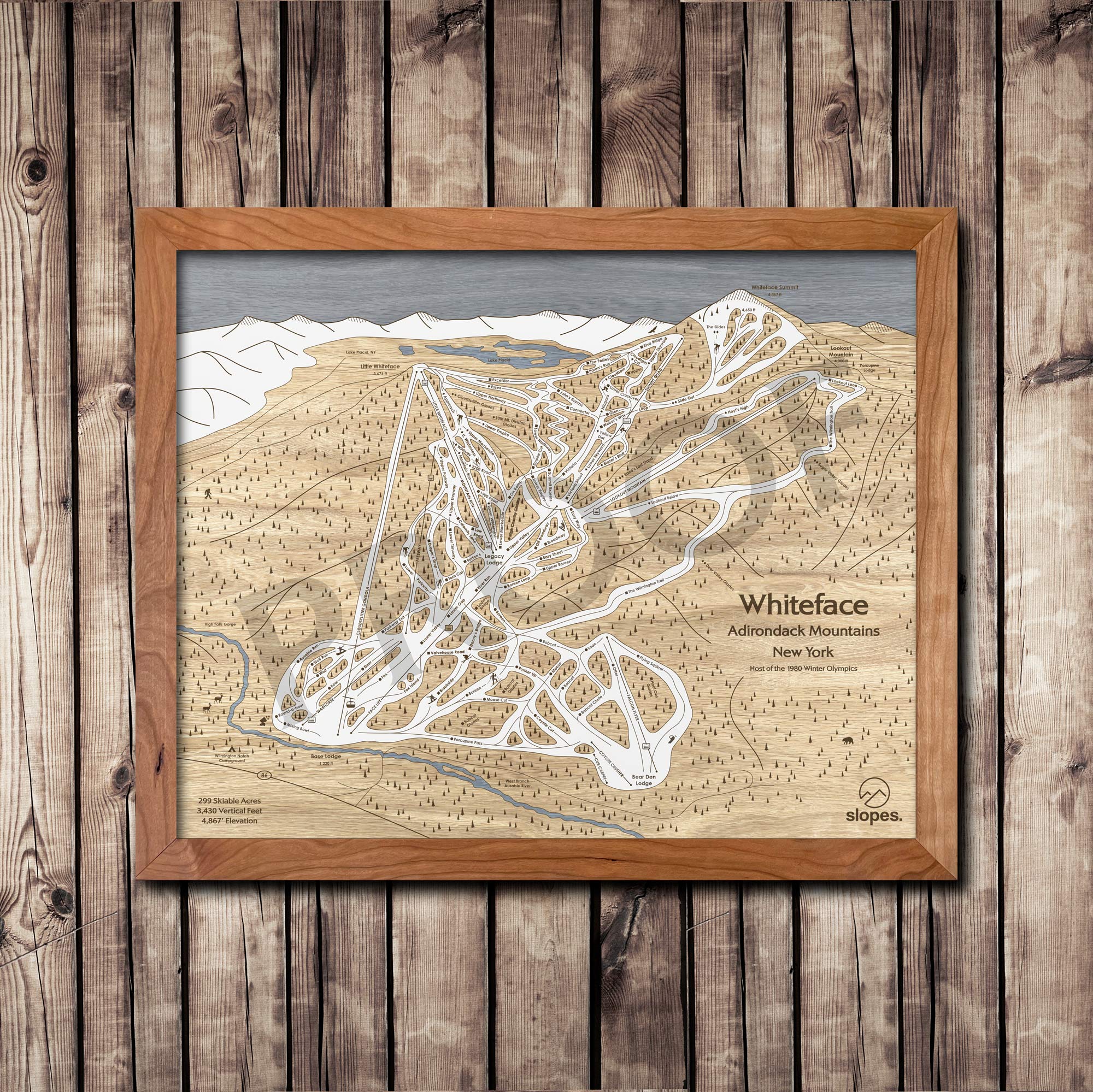 Whiteface Mountain Ski Trail Map | 3D Wooden Trail Map Art – Slopes ...