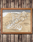 Whiteface Mountain, NY Ski Trail Map Artwork Slopes Mountain Art 23" x 28" Natural 