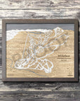 Whiteface Mountain, NY Ski Trail Map Artwork Slopes Mountain Art 23" x 28" Storm Grey 