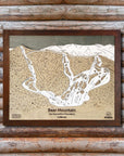 Bear Mountain, CA Ski Trail Map Artwork Slopes Mountain Art 23" x 28" Rustic Kona 