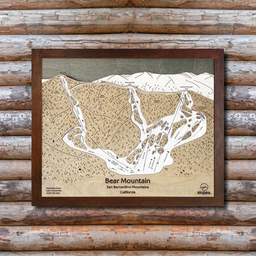 Bear Mountain, CA Ski Trail Map Artwork Slopes Mountain Art 23" x 28" Rustic Kona 