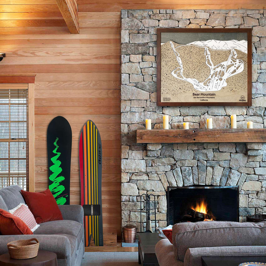 Bear Mountain, CA Ski Trail Map Artwork Slopes Mountain Art   