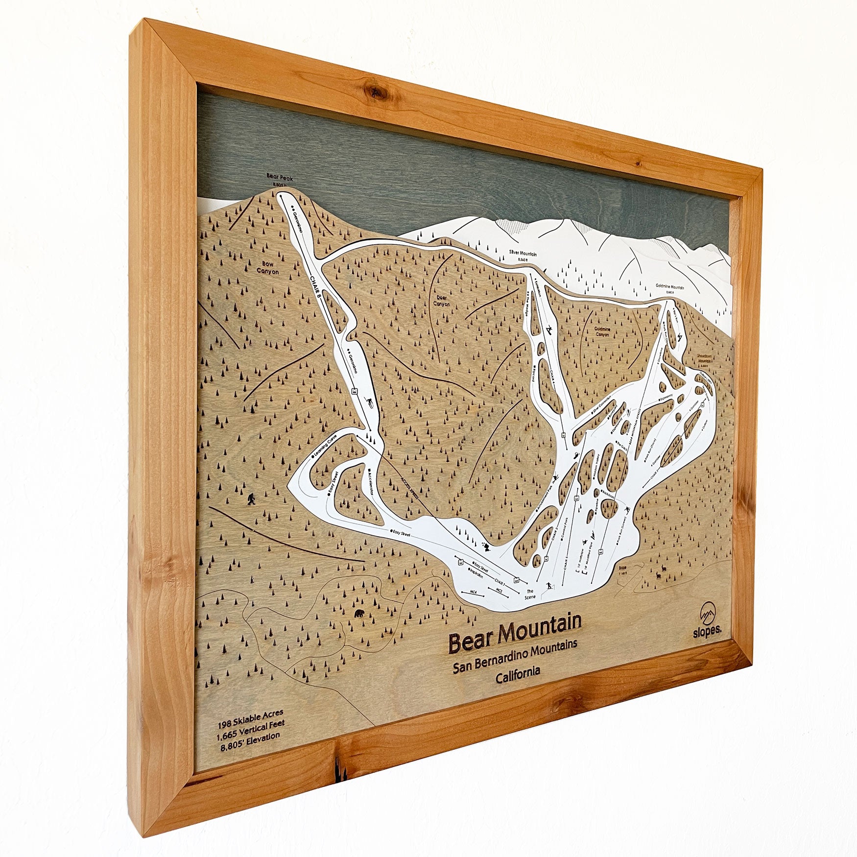 Bear Mountain, CA Ski Trail Map Artwork Slopes Mountain Art   