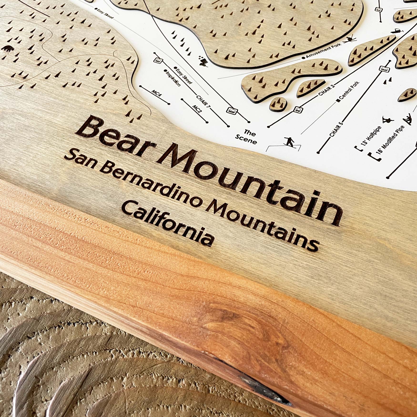Bear Mountain, CA Ski Trail Map Artwork Slopes Mountain Art   