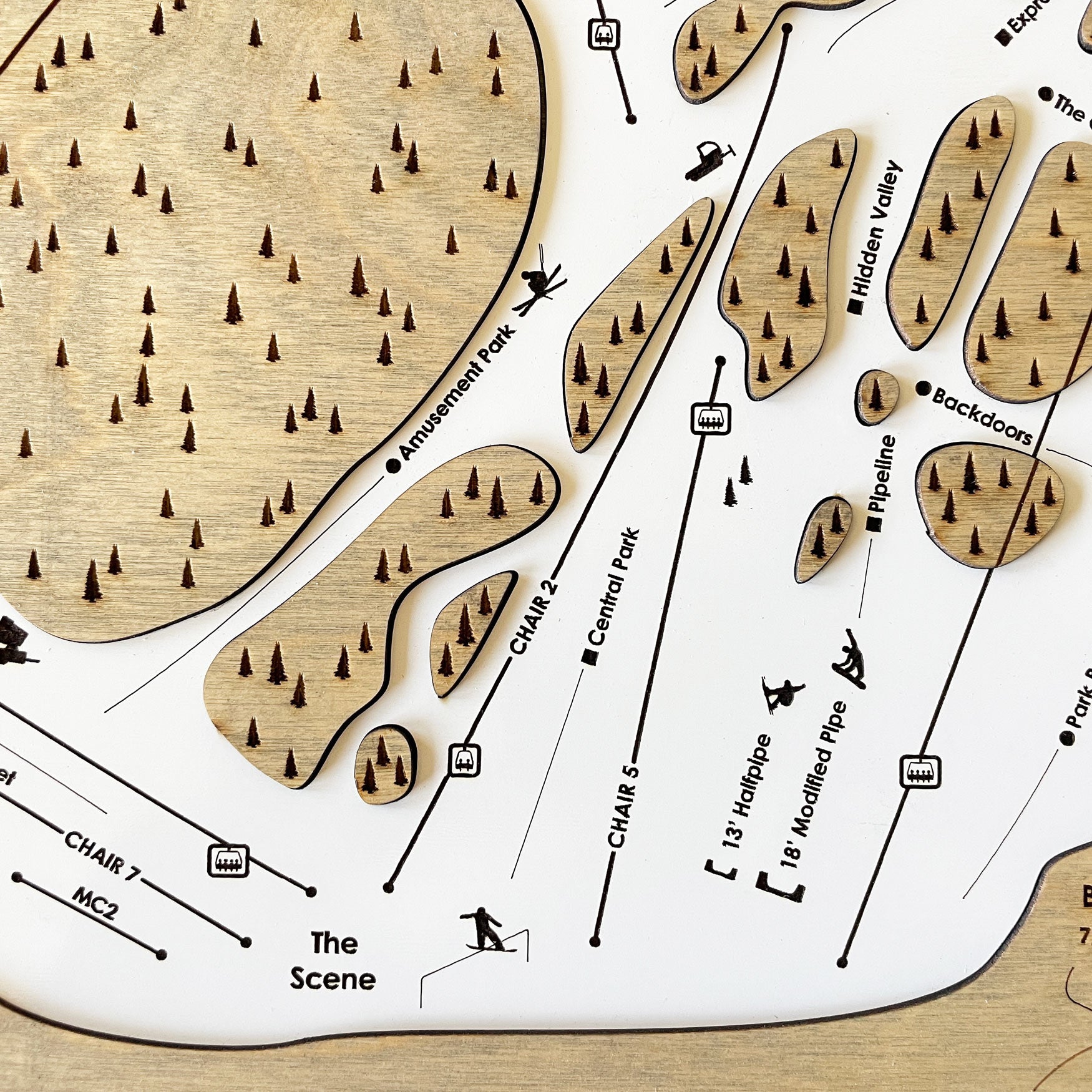 Bear Mountain, CA Ski Trail Map Artwork Slopes Mountain Art   