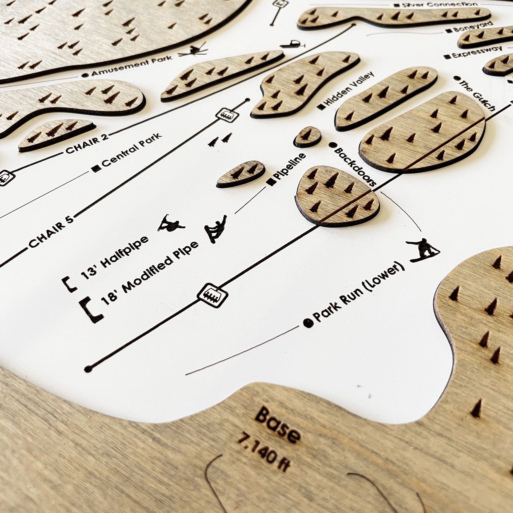 Bear Mountain, CA Ski Trail Map Artwork Slopes Mountain Art   