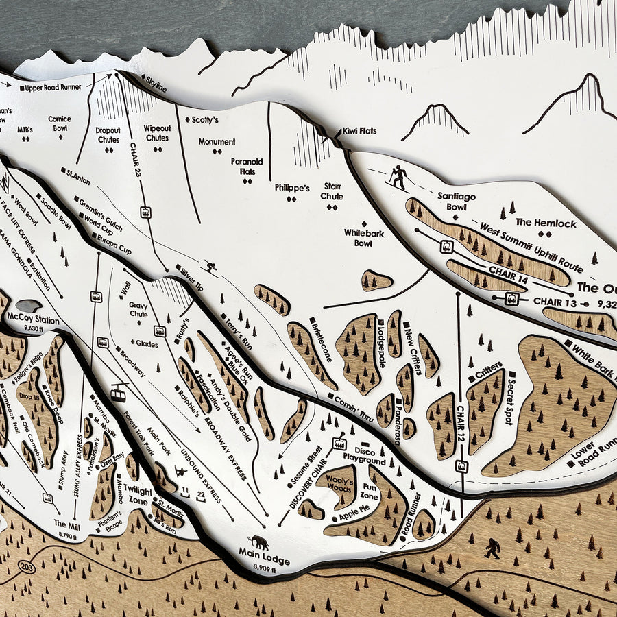 Mammoth Mountain, CA Ski Trail Map Artwork Slopes Mountain Art   