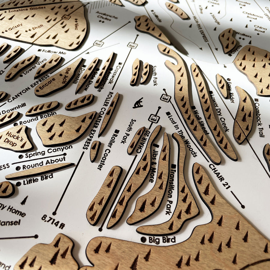 Mammoth Mountain, CA Ski Trail Map Artwork Slopes Mountain Art   