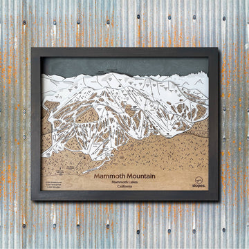 Mammoth Mountain, CA Ski Trail Map Artwork Slopes Mountain Art 23" x 28" Midnight Grey 